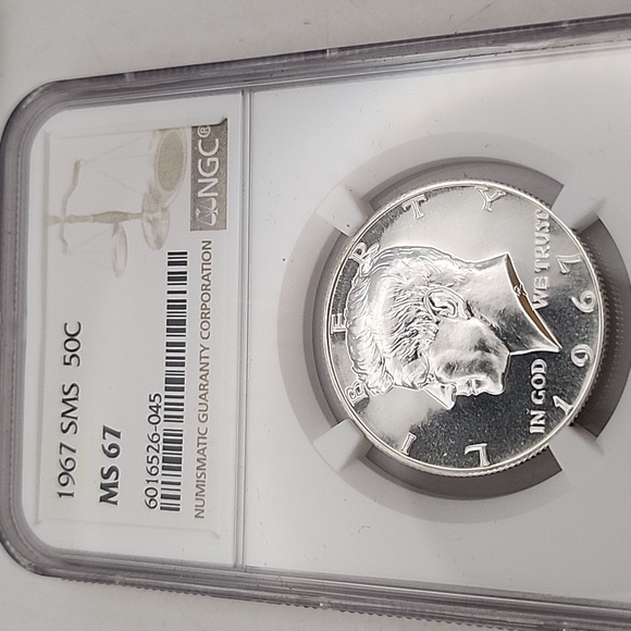 Kennedy Half Dollar SMS 3pc Set 1965-1967 Ms67 NGC - Picture 5 of 8